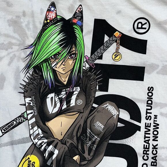 Go Away Smiley Face Anime Japanese Sexy Kitten Samurai T Shirt Japan Kaiju017 M - Picture 2 of 7